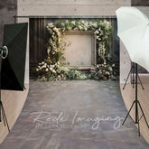 Aperturee - Aperturee Retro Black Wall Floral Frame Wedding Sweep Backdrop
